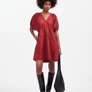 NEW Madewell Puff Sleeve Mini Dress Large NWT